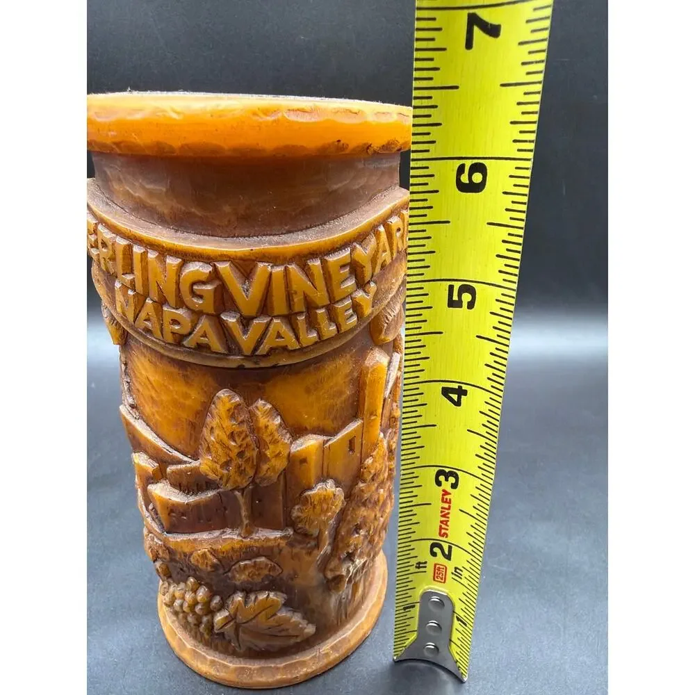 Vintage Sterling Vineyards Napa Valley Faux Carved Wood Wine Bottle Holder Vase